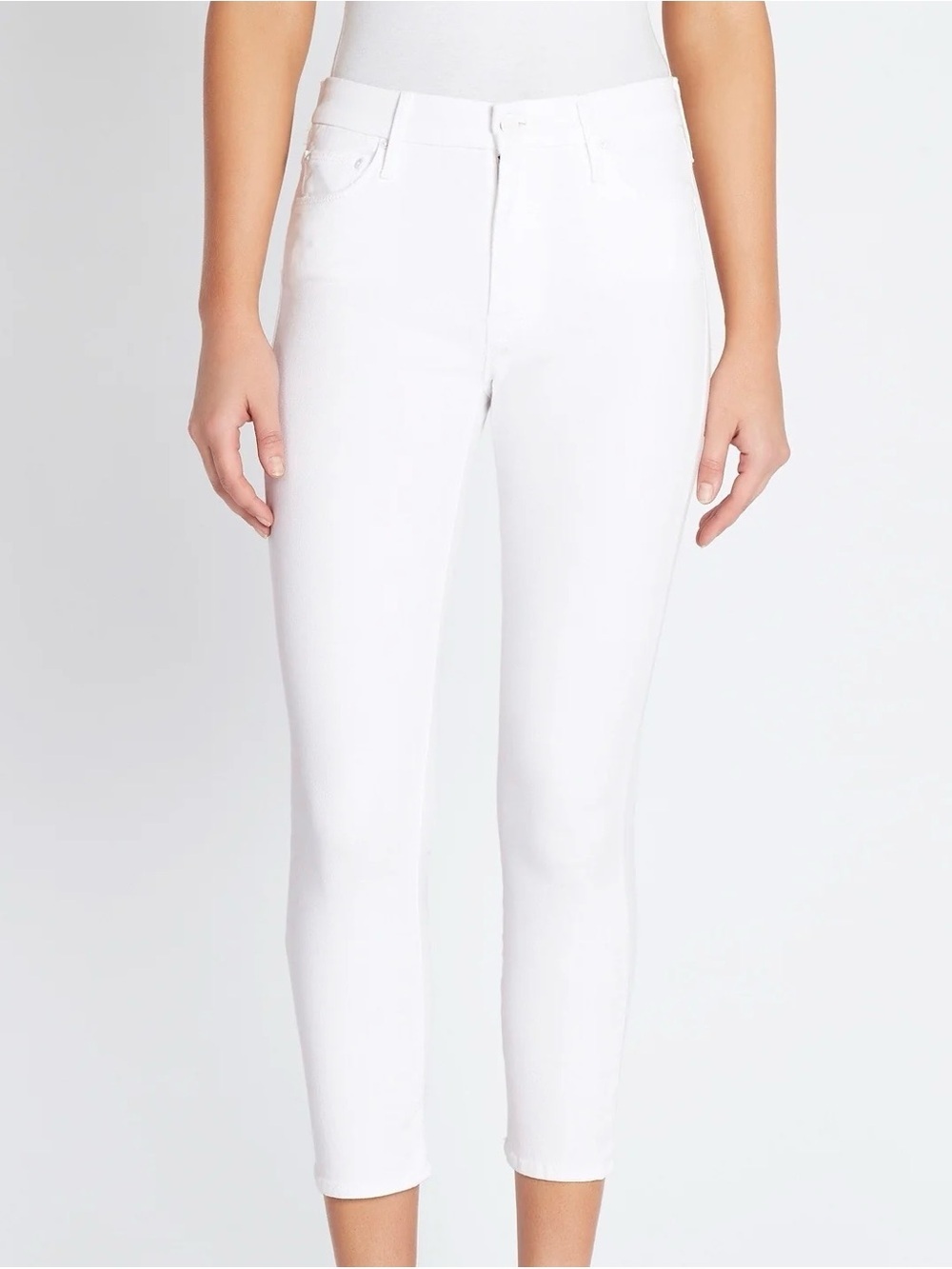 MOTHER Skinny Jeans Womens 26 White The Looker Glass Slipper Mid Rise Denim NWOT